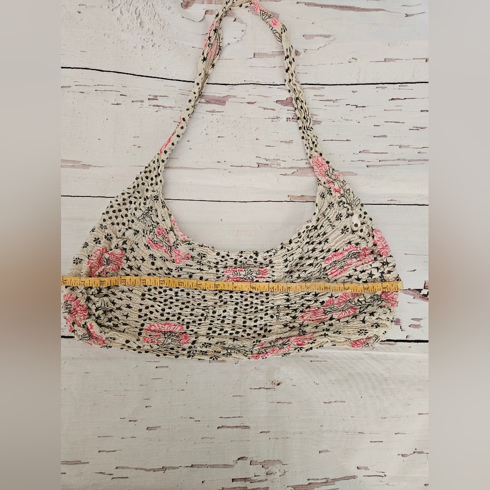 Free People Women's Pink and Black Birds and Floral Beach Shopping Bag - Picture 3 of 7